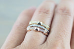 14k Solid Rose Gold Pyramid Diamond Ring Stack Band Stackable