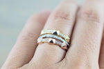 14k Solid Rose Gold Pyramid Diamond Ring Stack Band Stackable