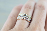 14k Solid Rose Gold Pyramid Diamond Ring Stack Band Stackable