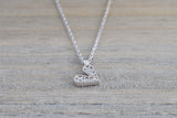 14k White Gold Heart Micro Pave Diamond Invisible Dainty Pendant Charm