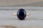 14k Rose Gold Oval Black Onyx Prong Engagement Promise Ring Rope Bead Vintage Classic  10x12