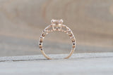 14k Rose Gold Elongated Oval Cut Morganite Diamond Infinity Twist Engagement Ring