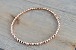 14k Solid Rose Gold Thick Bead Dot Charm Bracelet Dainty Love Oval Fashion Bangle 3.2mm Open