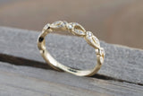 14k White Gold Round Cut Diamond Milgrain Etched Engagement Pave Ring