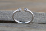 14k White Gold Round Cut Diamond Bezel Open Cuff Stackable Ring Band