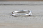 14k White Gold Round Cut Diamond Bezel Open Cuff Stackable Ring Band