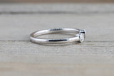 14k White Gold Round Cut Diamond Bezel Open Cuff Stackable Ring Band