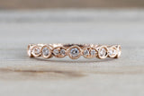 Round Cut Diamond in Marquis and Round Bezel Rope Twined Vine Ring