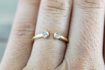 14k Yellow Gold Double Bezel Diamond Open Cuff Fashion Ring Band Midi Ring