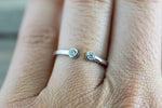 14k White Gold Round Cut Diamond Bezel Open Cuff Stackable Ring Band