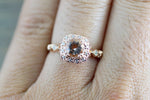 Clovis Gold Vintage Diamond Morganite Engagement Promise Ring Rope Bead Vintage Art Deco