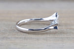14k White Gold Solid Double Diamond Star Open Ring Band