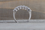 14k White Gold Diamond Vintage Ring Antique Half Dainty Band Single Prong
