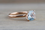 14k Rose Gold Round Aquamarine Tulip Crown Solitaire 4 Prong Ring 8mm Engagement Wedding Anniversary Ring Band