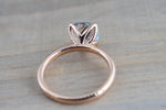 14k Rose Gold Round Aquamarine Tulip Crown Solitaire 4 Prong Ring 8mm Engagement Wedding Anniversary Ring Band