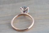 14k Rose Gold Round Aquamarine Tulip Crown Solitaire 4 Prong Ring 8mm Engagement Wedding Anniversary Ring Band