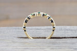14kt Solid Yellow Gold Emerald Milgrain Etched Vintage Art Deco Band Ring Wedding Engagement