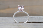 Victoria Elongated Cushion Morganite Hidden Under Halo Diamond Ring M3001