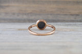 14k Rose Gold Round Bezel Rose Cut 1.58 carats Black Diamond Ring Solitaire