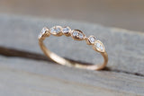 18k Rose Gold Diamond Pear Round Shape Diamond Wedding Anniversary Love Band Ring