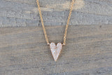 14k Rose Gold Heart Micro Pave Diamond Invisible Dainty Pendant Charm