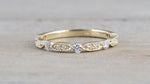 14k Yellow Gold Diamond Vintage Milgrain Bezel Band Ring Wedding