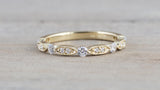 14k Yellow Gold Diamond Vintage Milgrain Bezel Band Ring Wedding