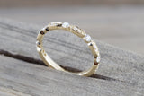 14k Yellow Gold Diamond Vintage Milgrain Bezel Band Ring Wedding