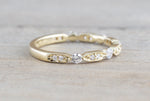 14k Yellow Gold Diamond Vintage Milgrain Bezel Band Ring Wedding