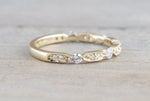 14k Yellow Gold Diamond Vintage Milgrain Bezel Band Ring Wedding