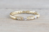 14k Yellow Gold Diamond Vintage Milgrain Bezel Band Ring Wedding