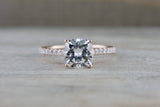14k Gold Solitaire Cushion Cut Moissanite Diamond Engagement Ring M3073