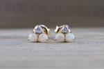 14k Yellow Gold Cluster Opal Diamond Cluster Earring Stud