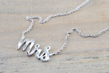 14k Solid White Gold Mrs Pendant Necklace 18" Nameplate