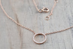 14k Rose Gold Circle Disk Round Micro Pave Diamond  Moon Star Dainty Pendant Charm 16' 18'