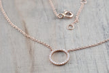 14k Rose Gold Circle Disk Round Micro Pave Diamond  Moon Star Dainty Pendant Charm 16' 18'