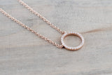14k Rose Gold Circle Disk Round Micro Pave Diamond  Moon Star Dainty Pendant Charm 16' 18'