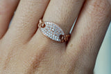 Oval Pave Diamond Tag Chain Link Ring