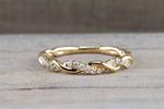 14k Yellow Gold Round Cut Diamond Rope Twined Vine Engagement Pave Stackable Stacking Promise Ring Anniversary