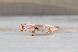 14k Rose Gold Solid Mirco Pave Diamond  Cluster Star Ring Band