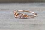 14k Rose Gold Solid Mirco Pave Diamond  Cluster Star Ring Band
