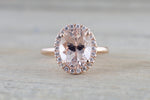 10x8 Oval Morganite Diamond Halo Ring