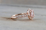 Art Deco Oval Halo Morganite Ring ASPER1430025