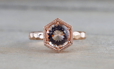 Hexagon Morganite Ring