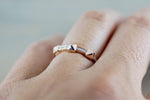14k Solid Rose Gold Pyramid Diamond Ring Stack Band Stackable