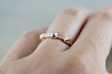 14k Solid Rose Gold Pyramid Diamond Ring Stack Band Stackable