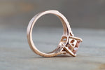 Ava Rose gold Cushion Radiant Split Shank Morganite Ring