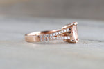 Ava Rose gold Cushion Radiant Split Shank Morganite Ring