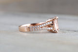 Ava Rose gold Cushion Radiant Split Shank Morganite Ring