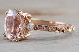 Gold Diamond Morganite Engagement Ring Floral M3068
